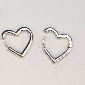 925 Sterling Silver Heart Earrings With Rhodium • Fine Jewelry • Feminine Style.